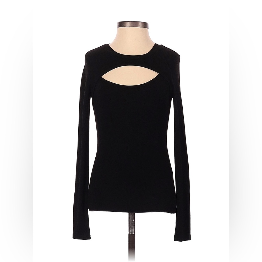 Lulu's Black Long Sleeve Cut-Out Top